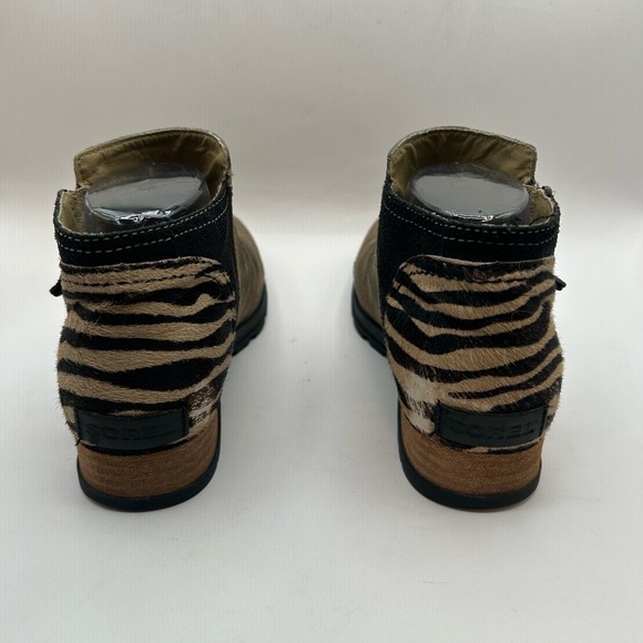 Sorel Major Low Ankle Boots Booties Shoes Womens SZ 7.5 Beige Suede Fur Leather - Picture 5 of 11